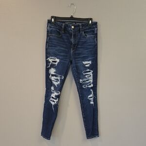 American Eagle Outfitters Blue Skinny Jeans Distressed